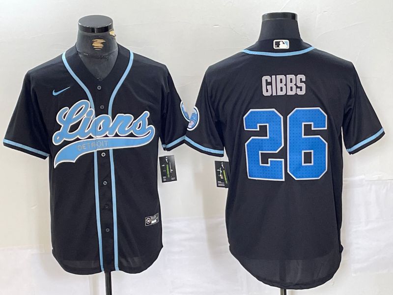 Men Detroit Lions #26 Gibbs Black Joint Name 2024 Nike Limited NFL Jersey style 1
